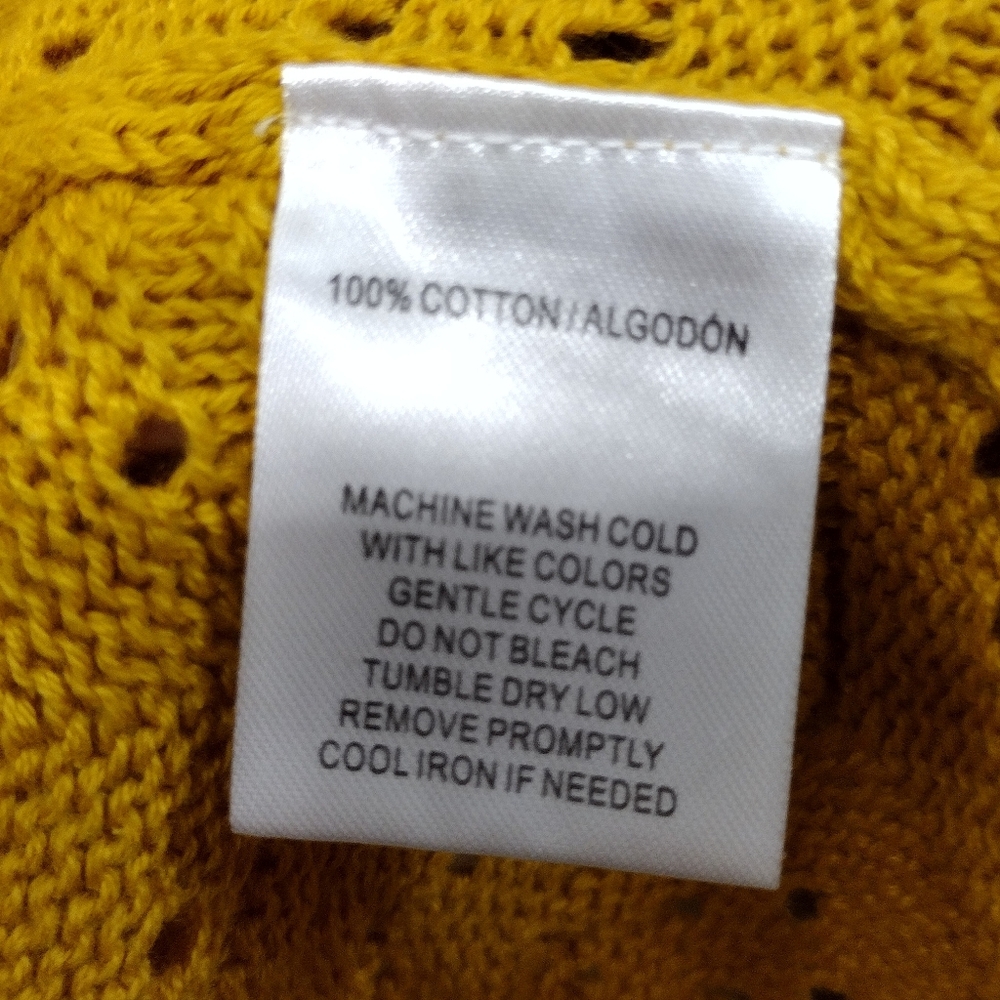 NWT Sagharbor Eyelet Open Front Cardigan Women's L Mustard Yellow Boho Retro Y2K - Picture 8 of 8